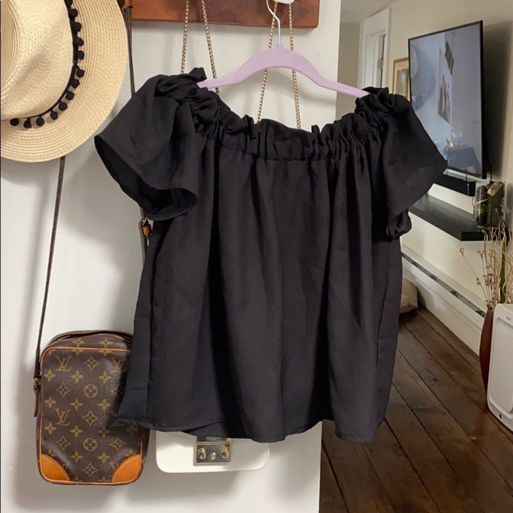 Off the shoulder black blouse!